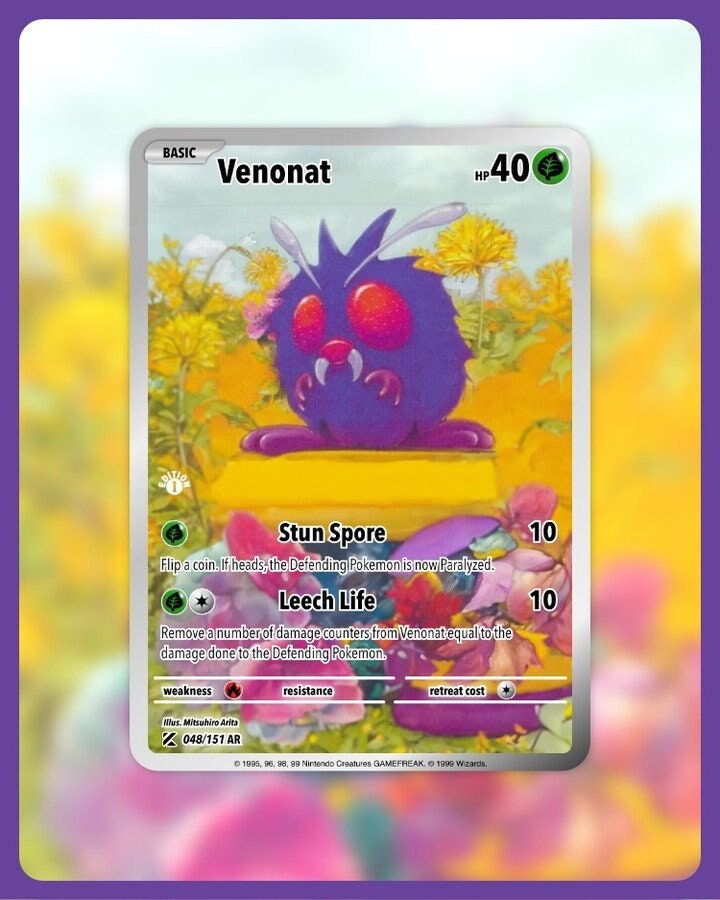 151 PokeArtica AI Artwork Custom Card - Venonat NON-HOLO 048/151
