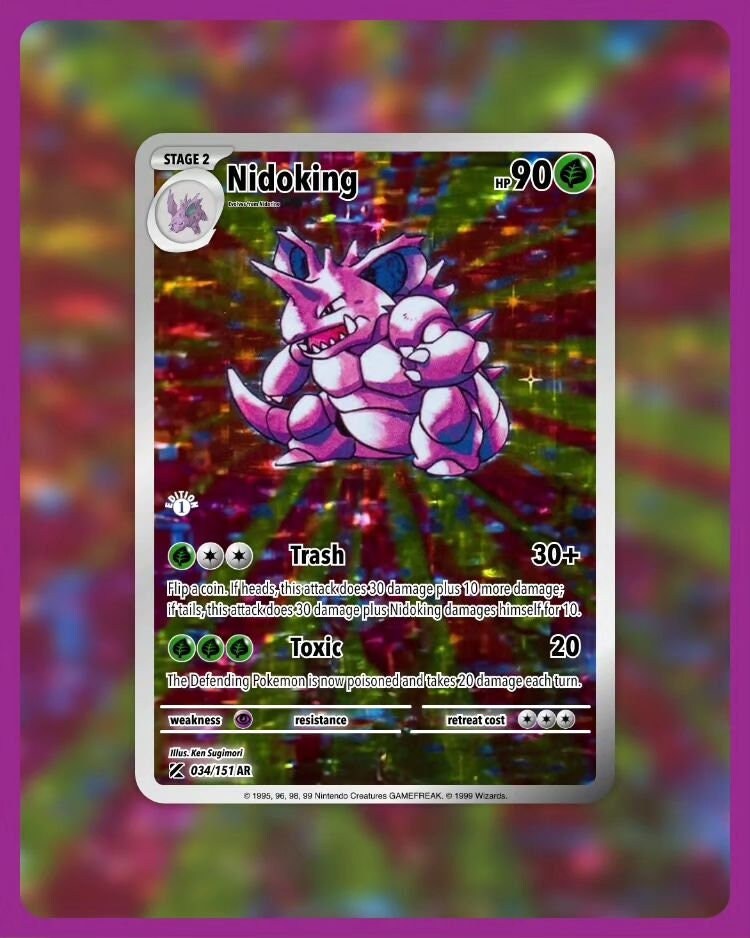 151 PokeArtica AI Artwork Custom Card - Nidoking HOLO 034/151