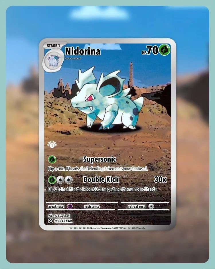 151 PokeArtica AI Artwork Custom Card - Nidorina HOLO 030/151