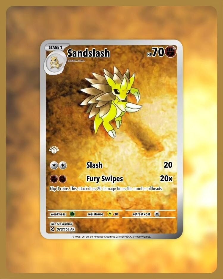 151 PokeArtica AI Artwork Custom Card - Sandslash HOLO 028/151
