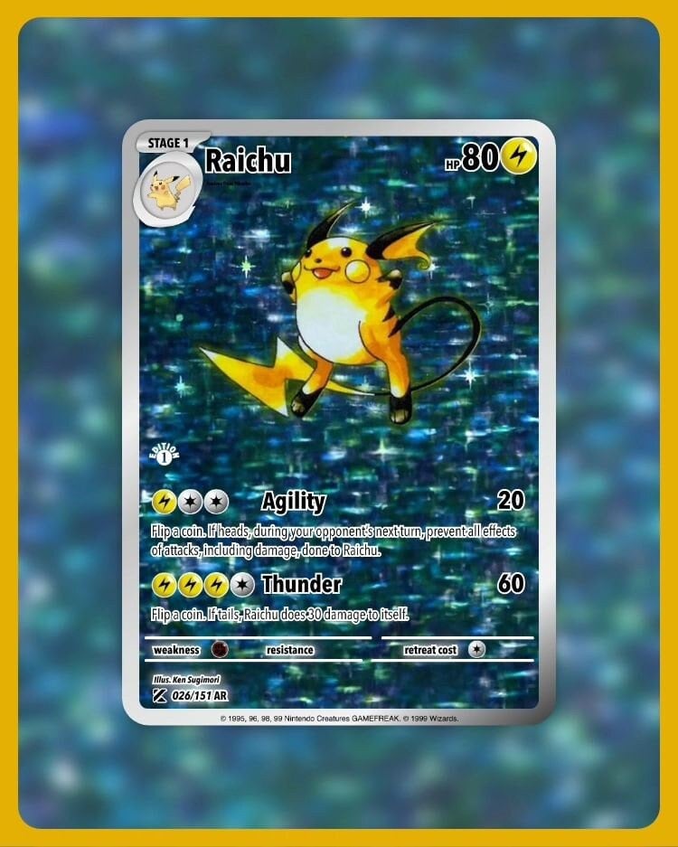 151 PokeArtica AI Artwork Custom Card - Raichu HOLO 026/151