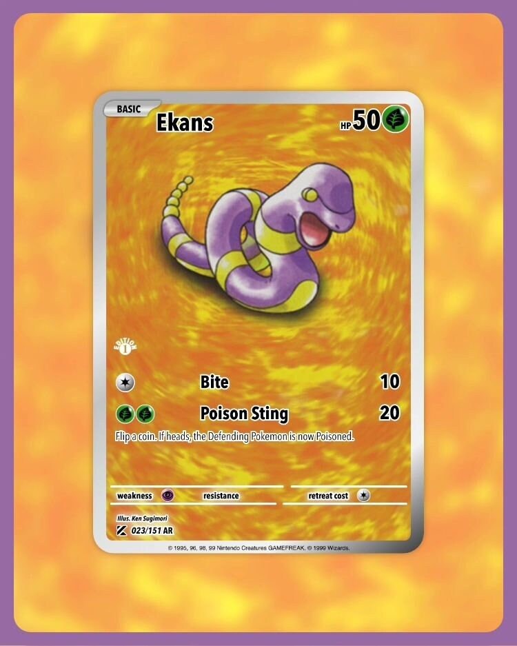 151 PokeArtica AI Artwork Custom Card - Ekans NON-HOLO 023/151