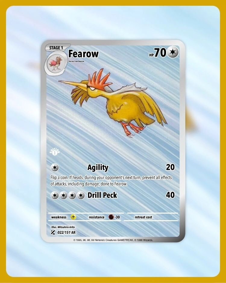 151 PokeArtica AI Artwork Custom Card - Fearow HOLO 022/151 151 PokeArtica AI Artwork Custom Card - Fearow HOLO 022/151