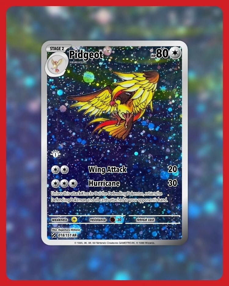 151 PokeArtica AI Artwork Custom Card - Pidgeot HOLO 018/151 151 PokeArtica AI Artwork Custom Card - Pidgeot HOLO 018/151