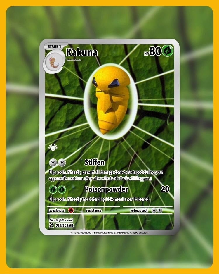 151 PokeArtica AI Artwork Custom Card - Kakuna NON-HOLO 014/151 151 PokeArtica AI Artwork Custom Card - Kakuna NON-HOLO 014/151