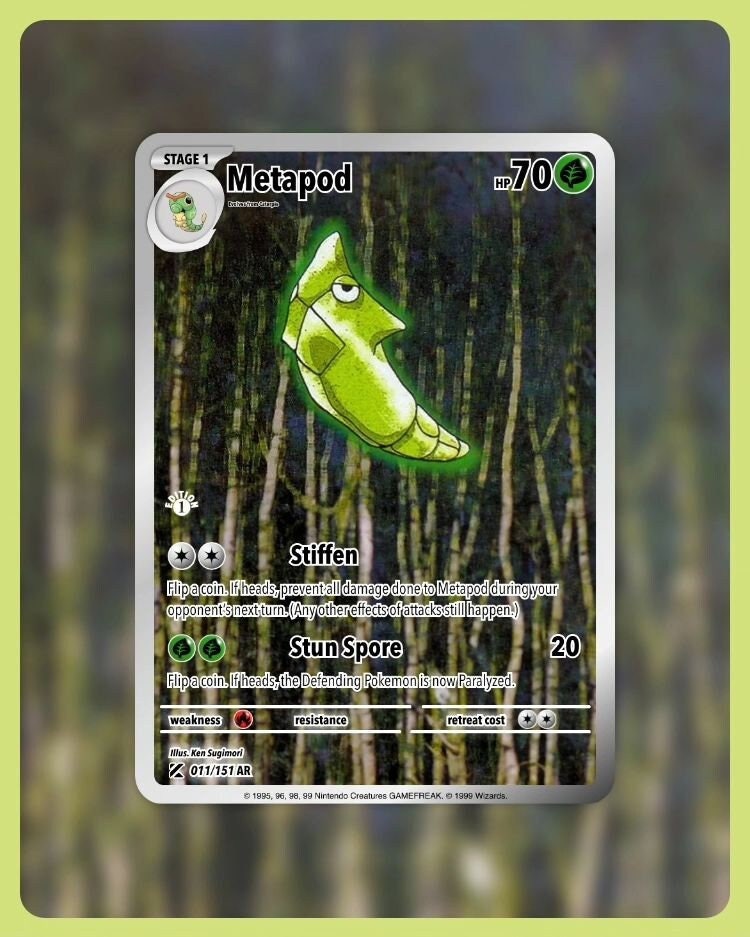 151 PokeArtica AI Artwork Custom Card - Metapod HOLO 011/151