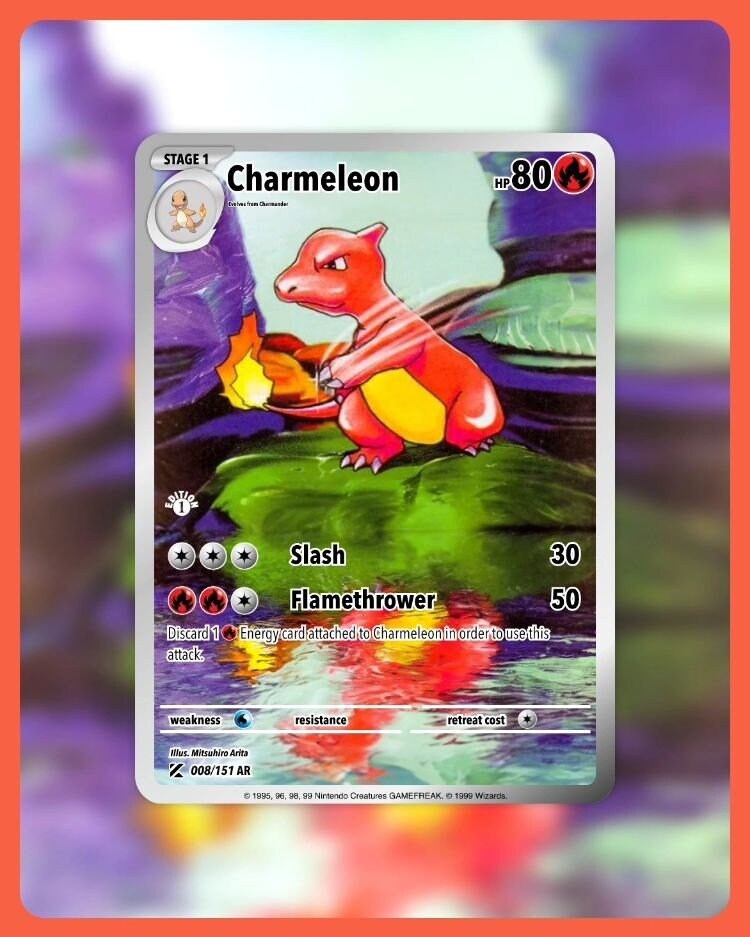 151 PokeArtica AI Artwork Custom Card - Charmeleon NON-HOLO 008/151