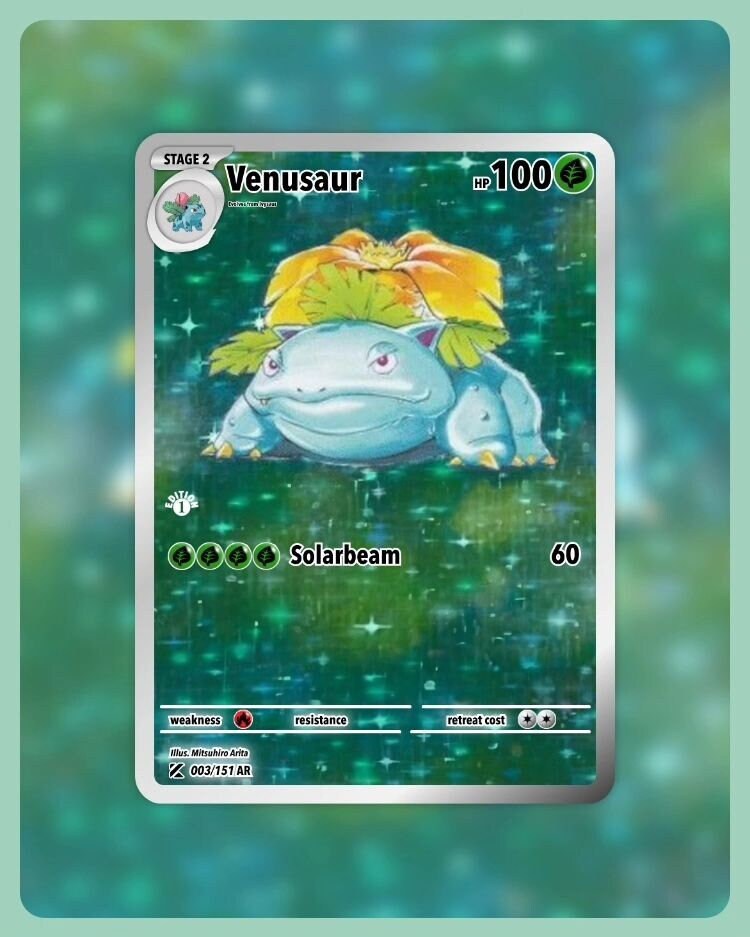 151 PokeArtica AI Artwork Custom Card - Venusuar HOLO 003/151 151 PokeArtica AI Artwork Custom Card - Venusuar HOLO 003/151