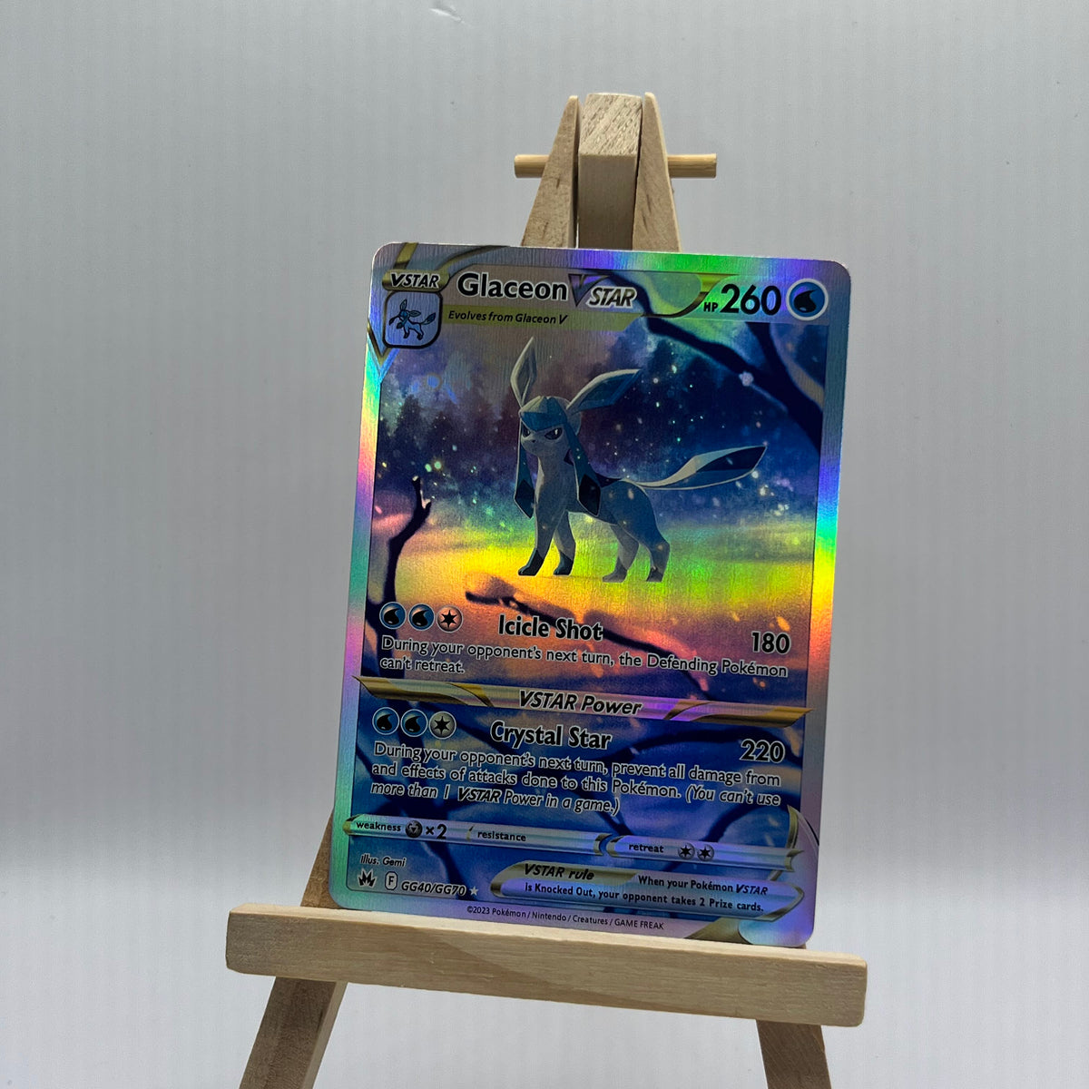glaceon vstar pokemon card Pokmon TCG: Special Collection 1 promo card featuring Glaceon V 1 etched promo card featuring Glaceon VSTAR 1 etched oversize card featuring Glaceon VSTAR 1 acrylic VSTAR marker 4 Pokmon TCG booster packs A code card for the new Pokmon Trading Card Game Live PSA 10 Glaceon VStar #217