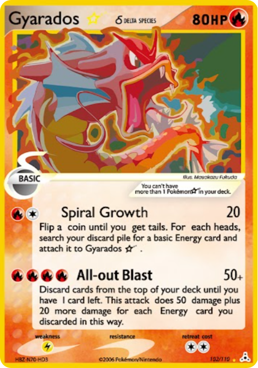 ギャラドス　ゴールドスター 英語版　Gyarados gold star 海外版 Gyarados Gold Star 102/110 | Pokémon TCG Delta Species