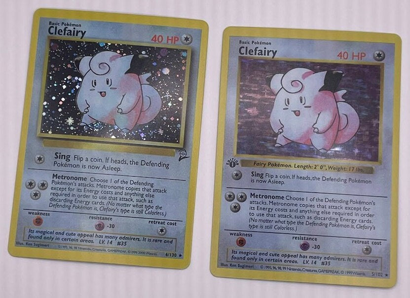Clefairy Reprint Bundle Lot of 2 - Base Set First Edition and Base Set 2