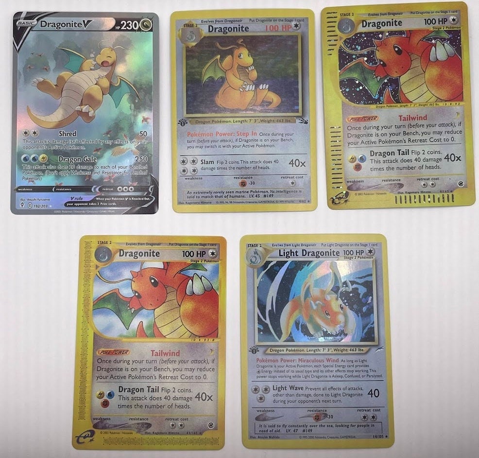 Dragonite Reprint Bundle Lot of 5 - Evolving Skies, Fossil, Expedition and Neo Destiny