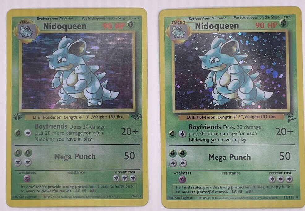 Nidoqueen Reprint Bundle Lot of 2 - Fossil and Base Set 2