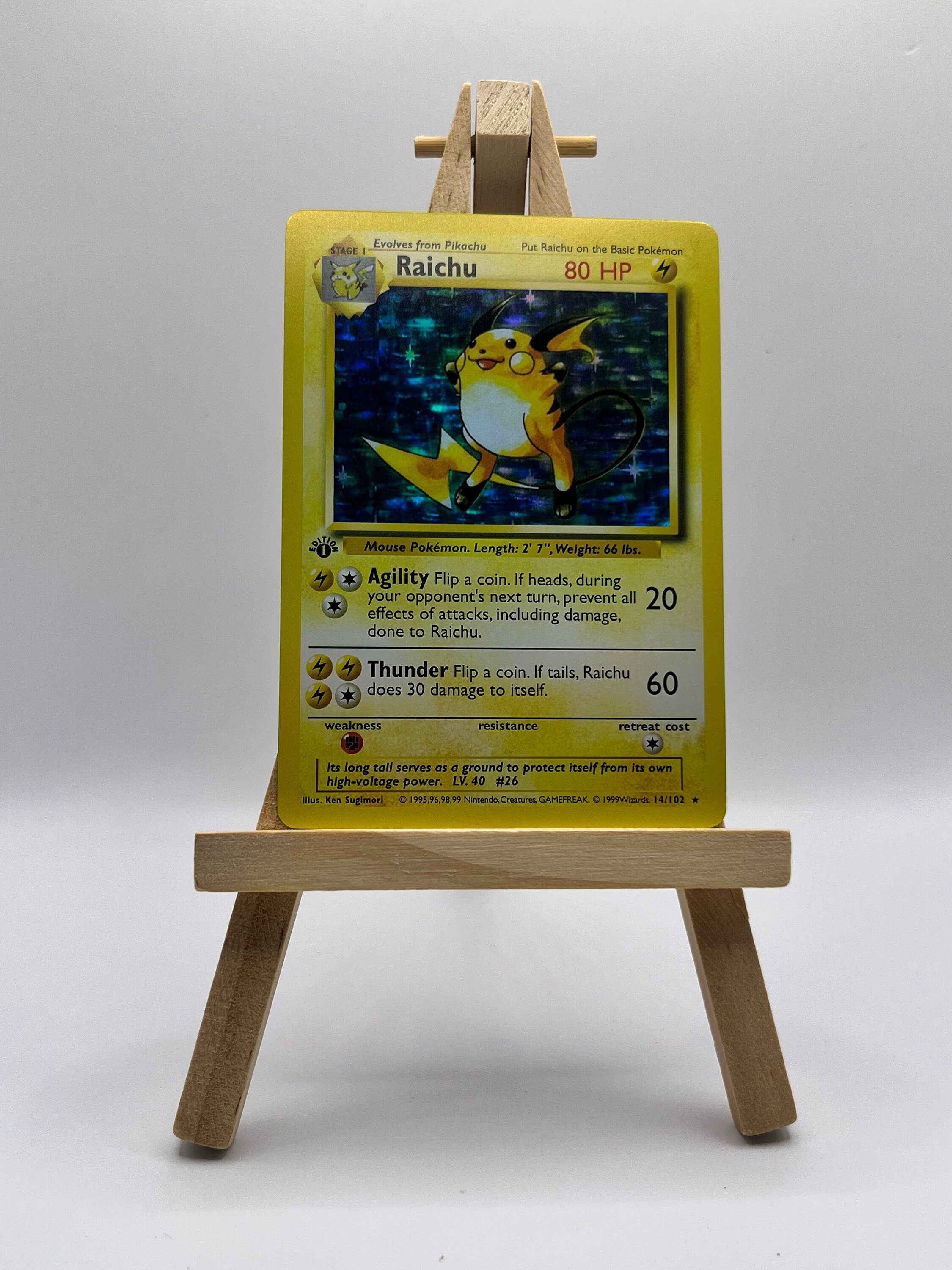 Pokémon TCG Raichu Base Set 14/102 Holo outlet Shadowless Holo Rare