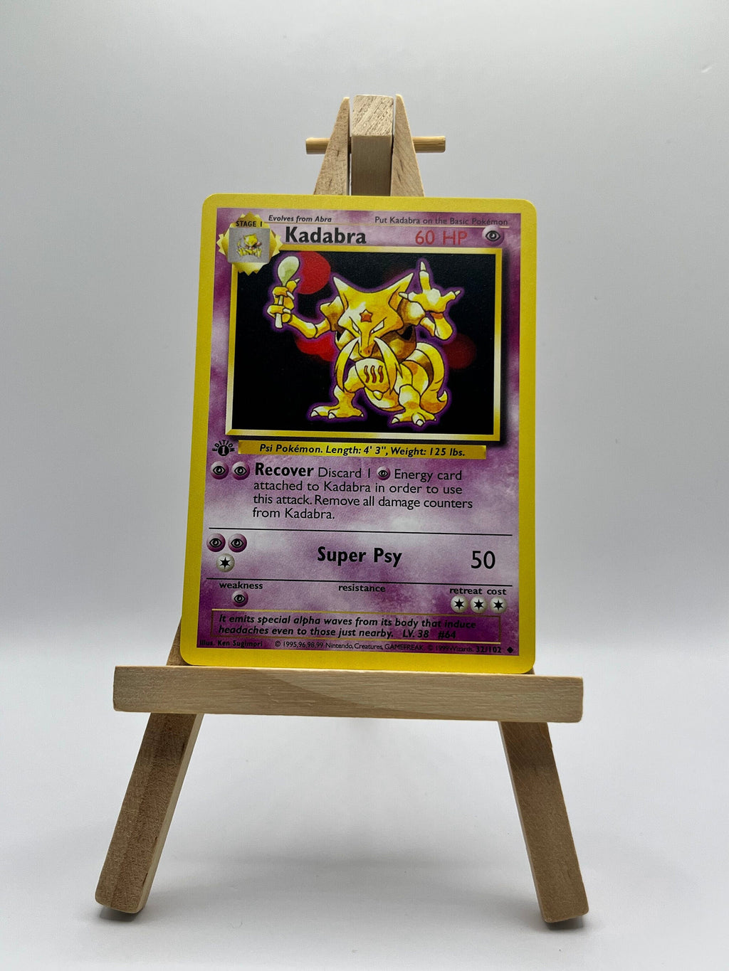 1st edition kadabra pokemon card PSA 8 Near MINT Kadabra 32/102 Shadowless Uncommon 1st Edition Base 1999 Pokemon