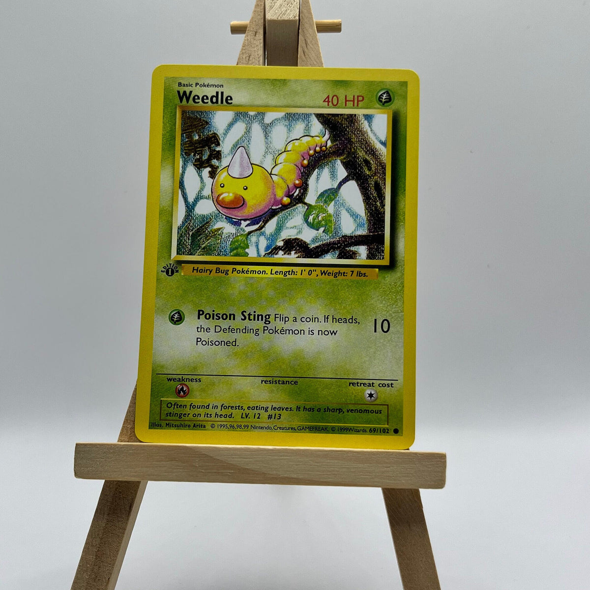 1995 weedle pokemon card prevent all damage done to Kakuna during opponents next turn Weedle Base Set First