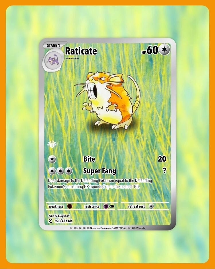 151 PokeArtica AI Artwork Custom Card - Raticate HOLO 020/151