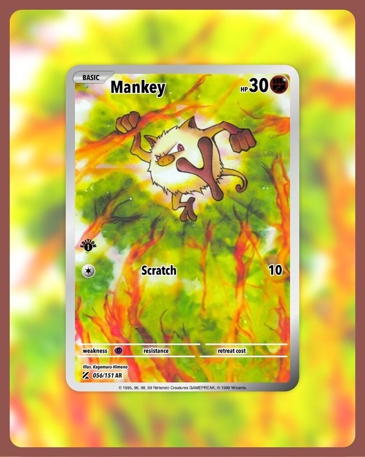 151 PokeArtica AI Artwork Custom Card - Mankey NON-HOLO 056/151